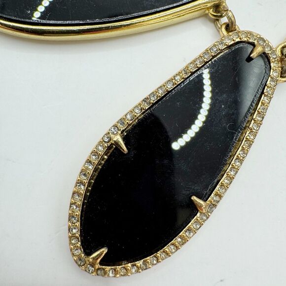 Stella & Dot Necklace Black Gold Tone  Rhinestone Allegria Bib Statement Jewelry - Picture 11 of 13